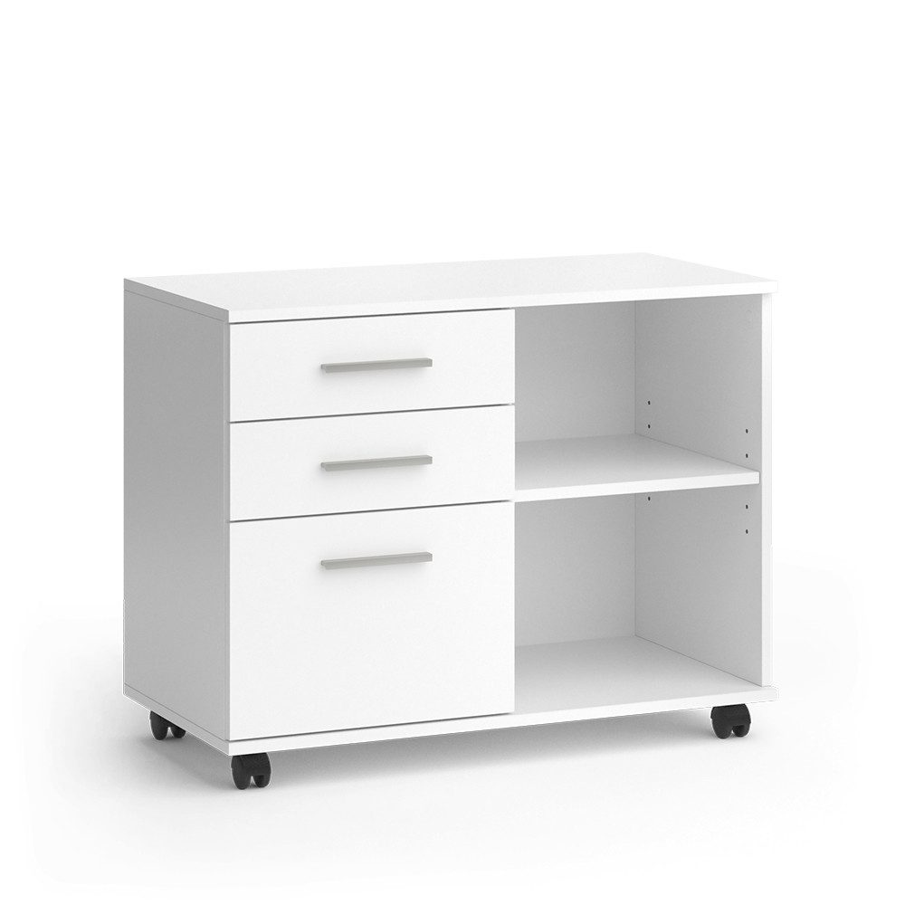 Vicco Rollcontainer Delf, Weiß, 80 x 40 cm mit 3 Schubladen günstig online kaufen