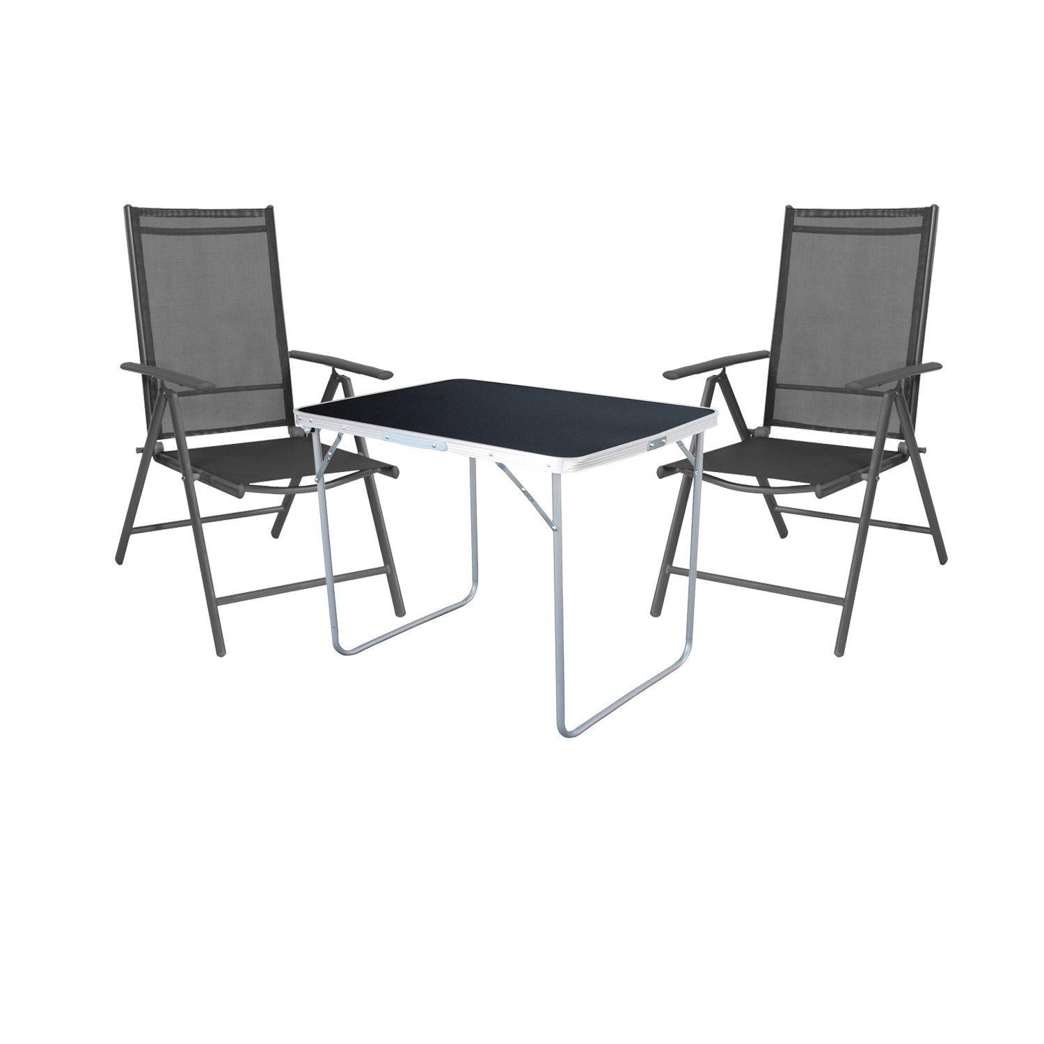 Mojawo Essgruppe 3-tlg Camping Set Gartenmöbel Campingtisch + 2 Campingstuhl Klappstuhl
