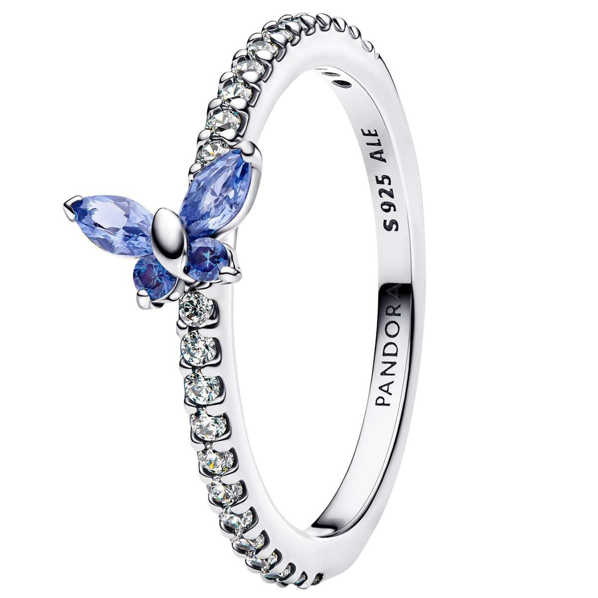 Pandora Silberring 194269C01, für Damen Funkelnder Schmetterling Blau
