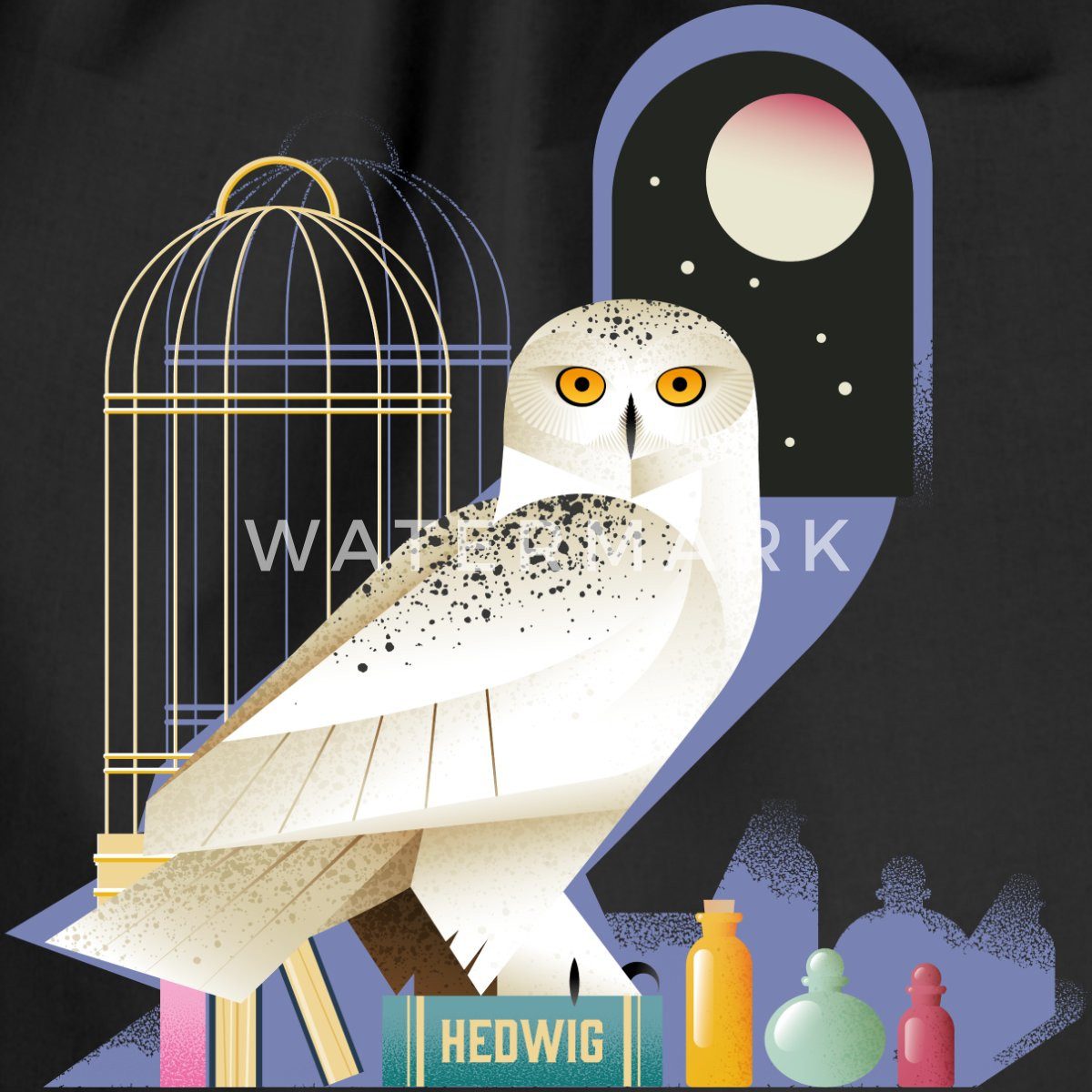 Spreadshirt Turnbeutel Harry Potter Eule Hedwig Bei Nacht Turnbeutel (1-tlg)