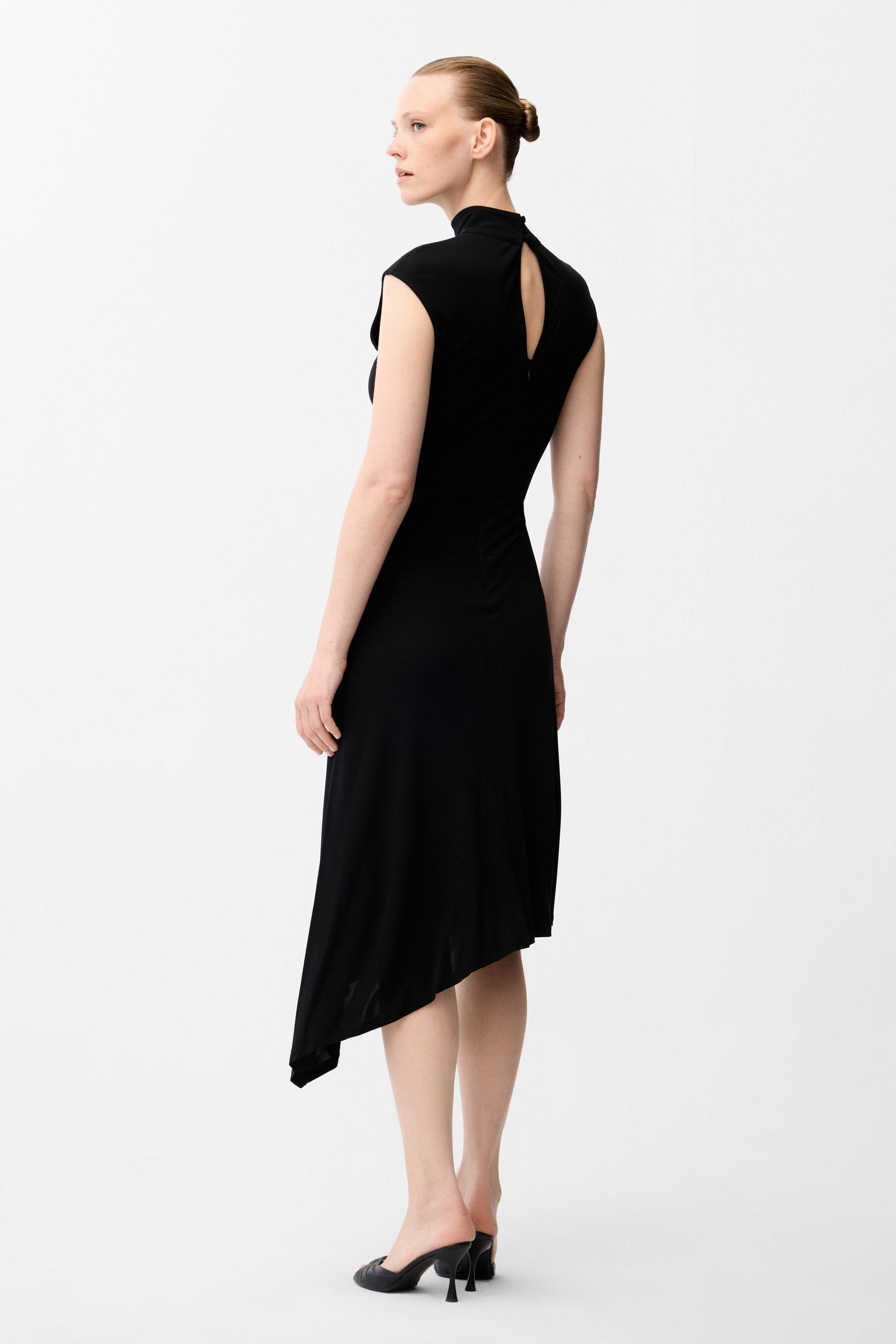 adL Cocktailkleid Ärmelloses asymmetrisches Midikleid mit Drapierung
