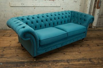 JVmoebel Chesterfield-Sofa Chesterfield 3 Sitzer Couch Polster Sitz Textil Stoff Leder Sofa, Die Rückenlehne mit Knöpfen.
