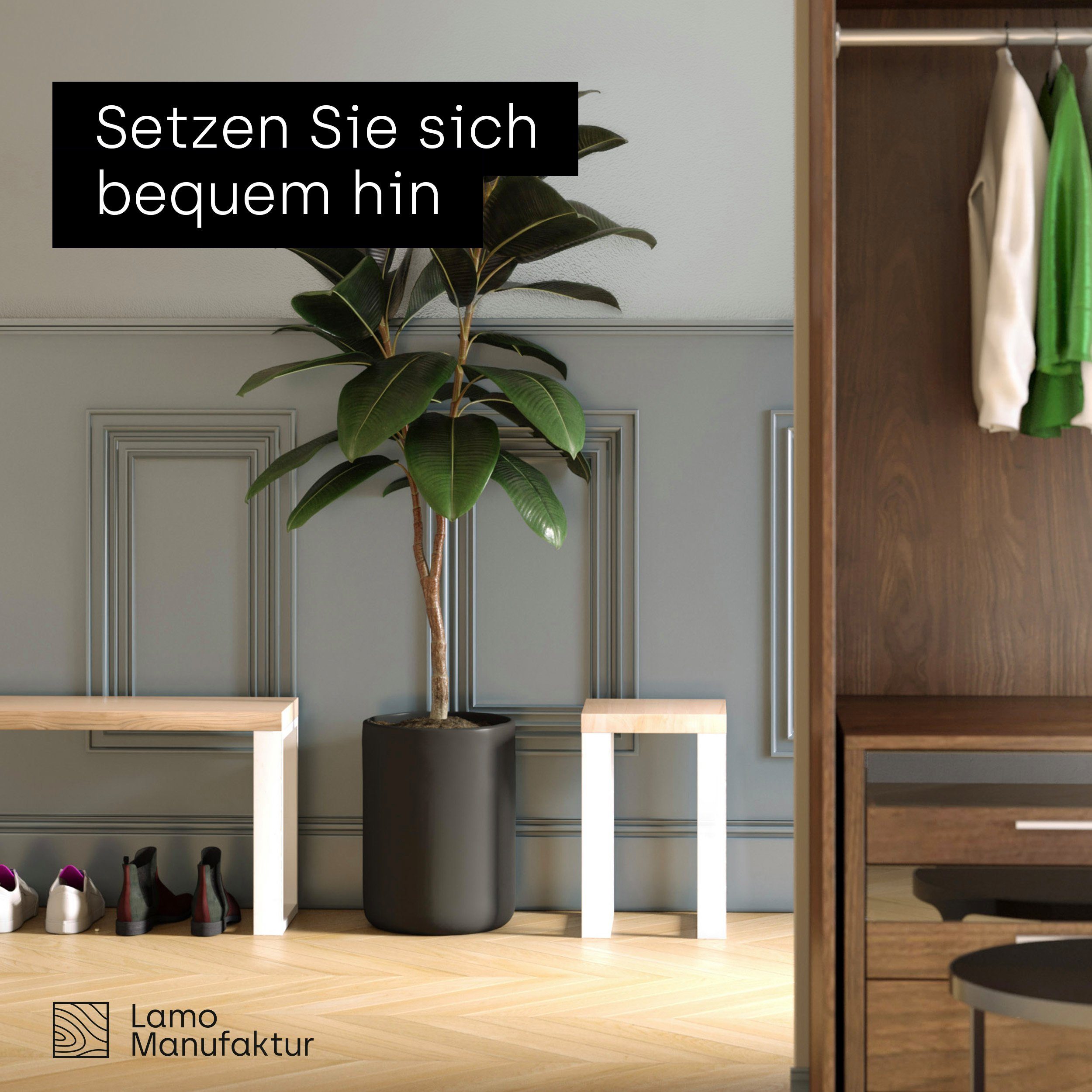 LAMO Manufaktur Sitzbank LSB Sitzbank (Komplett-Set, 3-Teilig), 40mm stake Massivholzplatte