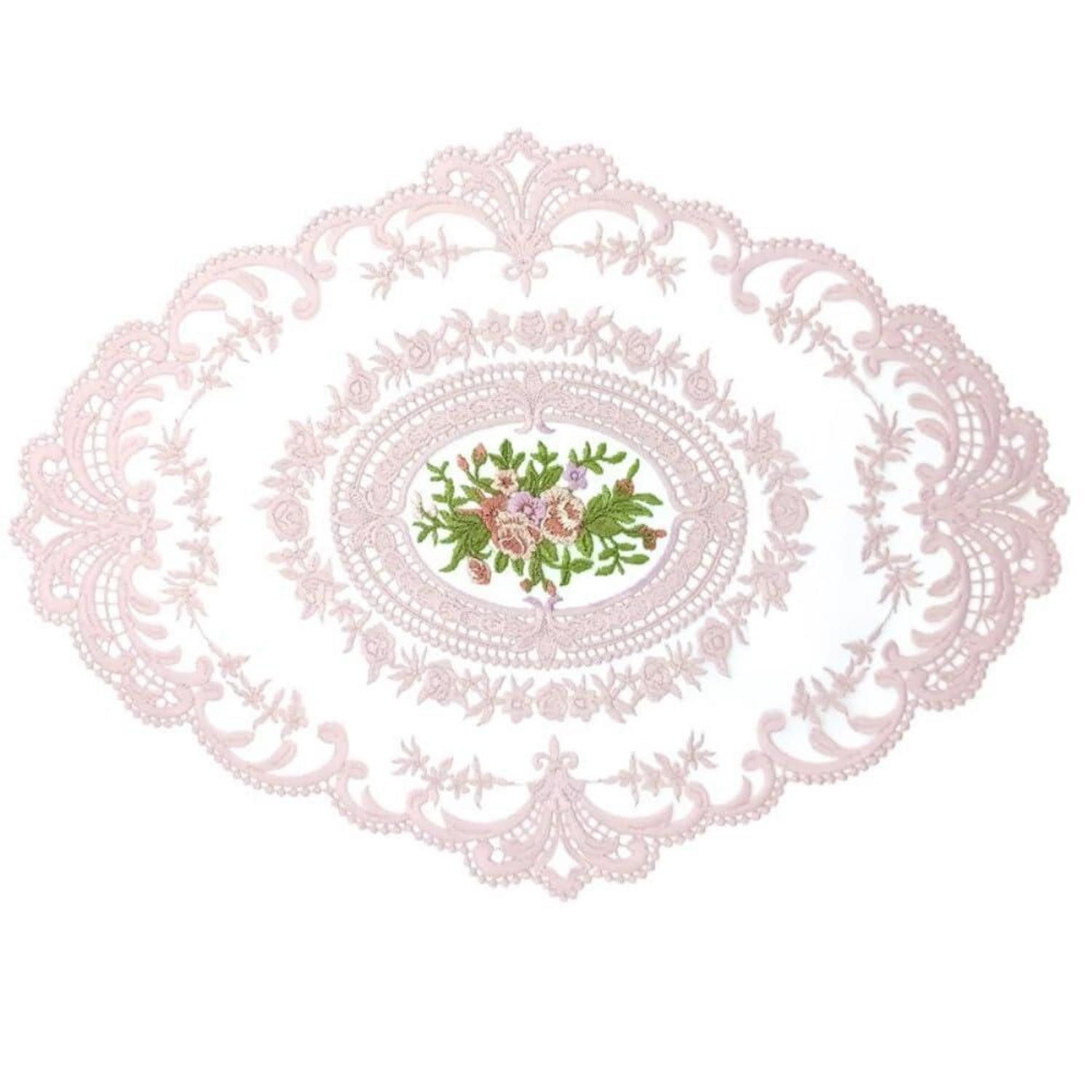 LuxusKollektion Platzset Spitze Oval Platzset Hellrosa 31x42cm, (1-St)
