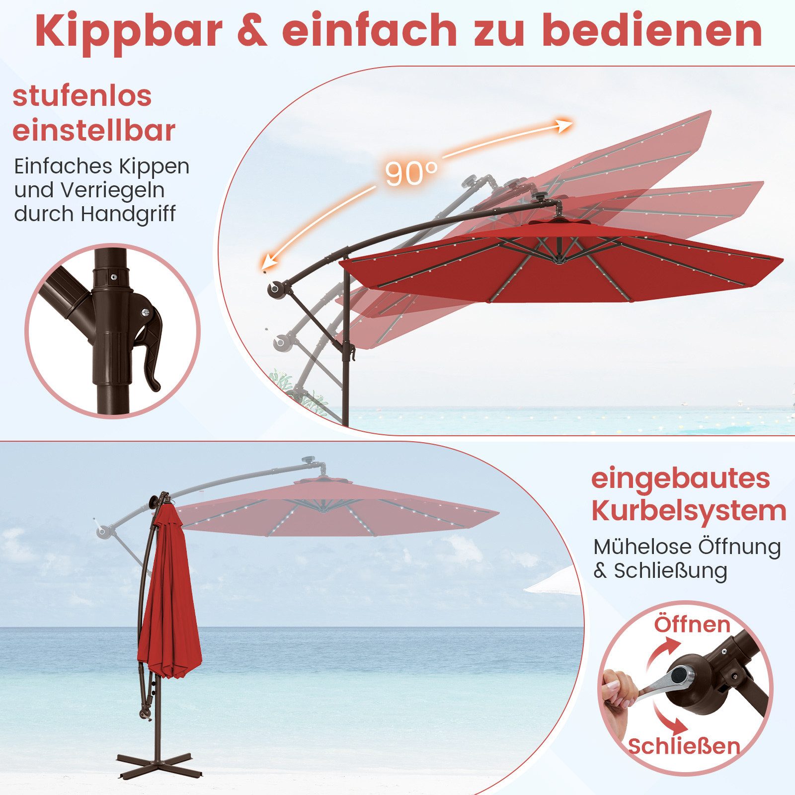 COSTWAY Sonnenschirm Gartenschirm, mit Ständer, 40 günstig online kaufen