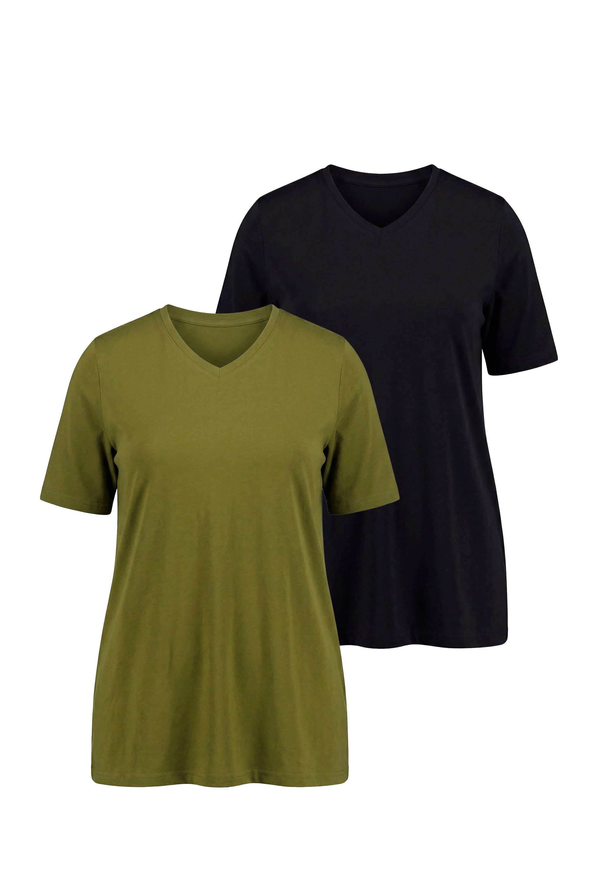 T-Shirt T-Shirts 2er-Pack V-Ausschnitt Halbarm
