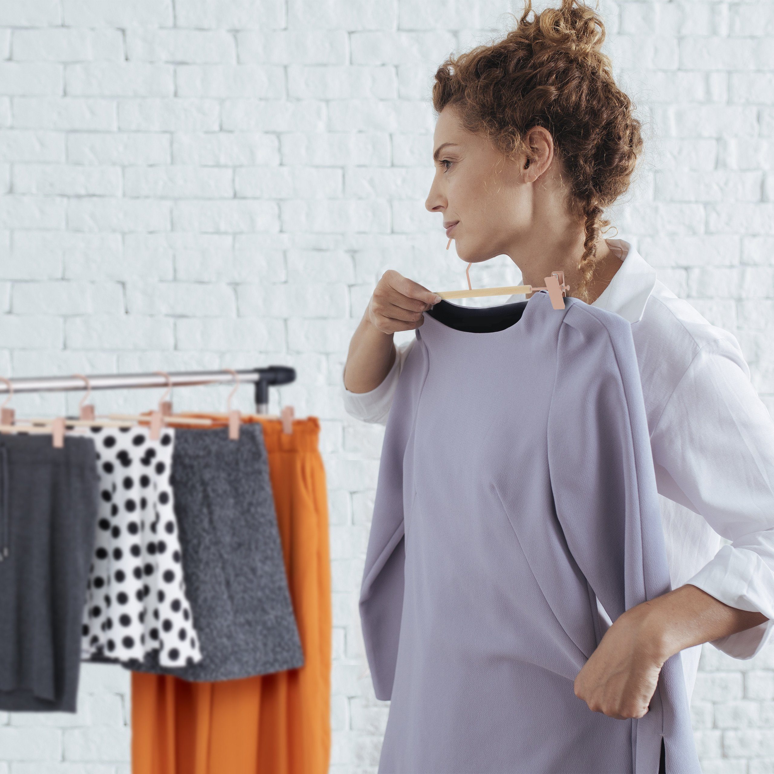 relaxdays Kleiderbügel 10er Set Hosenbügel rosa