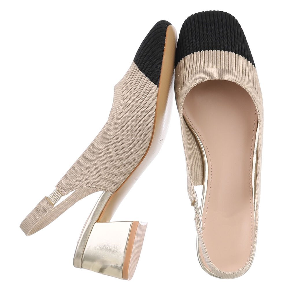 Ital-Design Bequemer Slingback-Pump für stilbewusste Frauen Schnürpumps (89092251) Blockabsatz Pumps in Gold