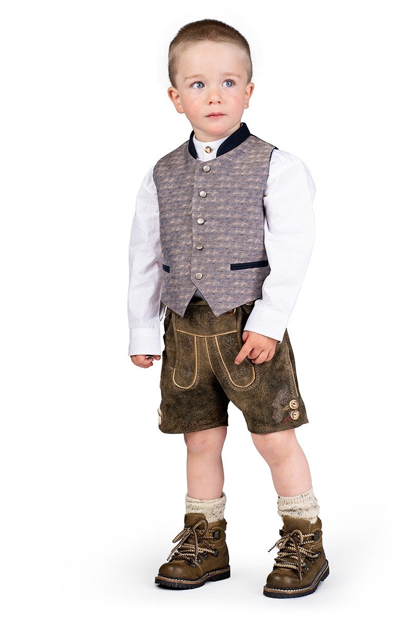 Isar-Trachten Trachtenhemd Kinderhemd - MAXL - weiß/beige