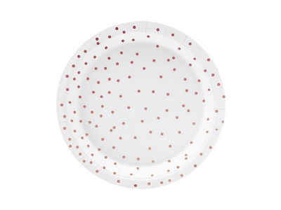 partydeco Einweggeschirr-Set, Pappteller Punkte rund 18cm weiß roségold 6er Set
