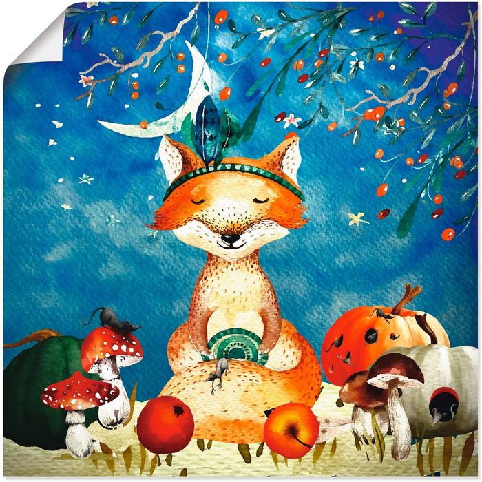 Artland Wandbild Der müde Fuchs Tiere (1 St) als Alubild Leinwandbild Wandaufkleber oder Poster in versch. Größen