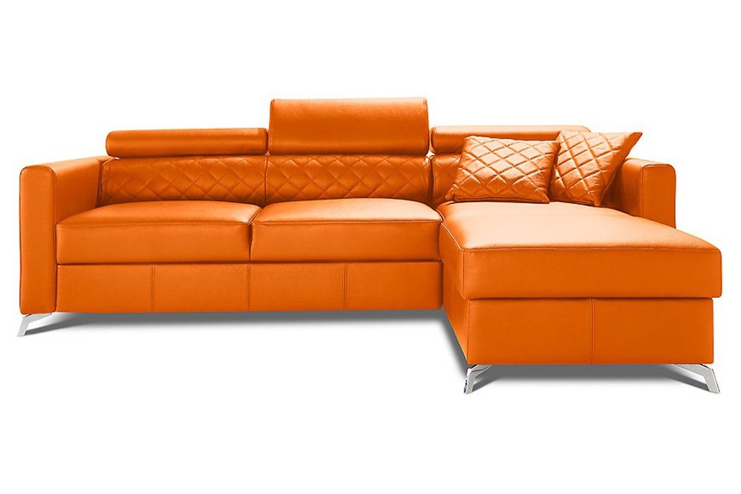 JVmoebel Ecksofa, Eсksofa Bettfunktion L-Form Couch Design Polster Textil 100% Orange
