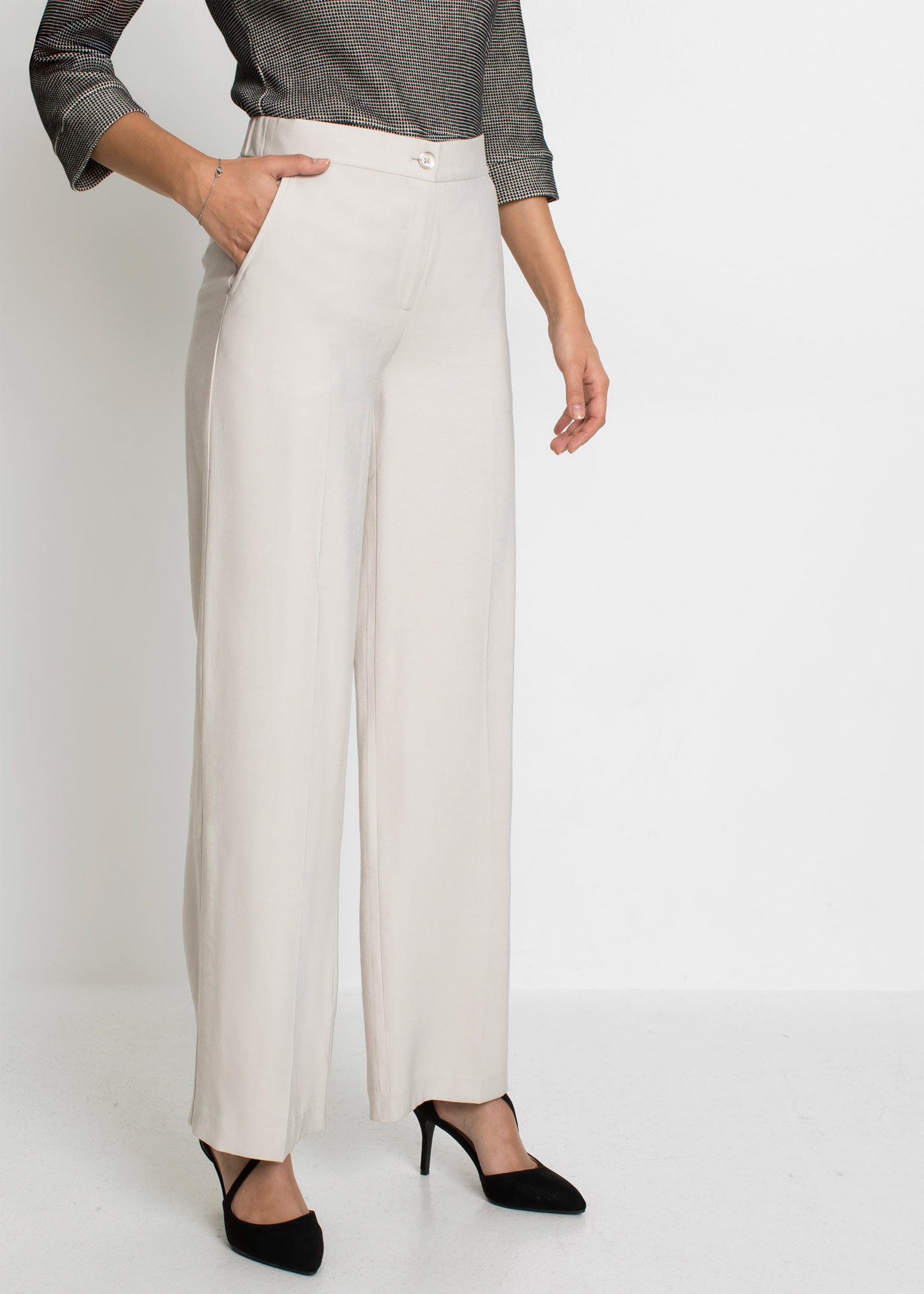bonprix Stoffhose Marlenehose, Loose Fit, weites Bein, femininer Stil günstig online kaufen