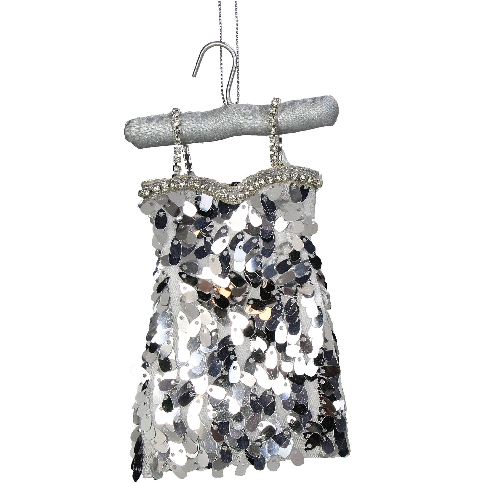 HD Collection Christbaumschmuck, Christbaumschmuck 15cm Kleid mit Pailletten Figur Silber