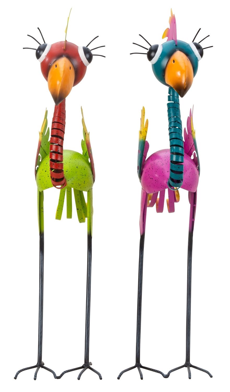 MF Gartenfigur Gartendeko Metall Vögel bunt stehend 2er Set Paliro 64 cm, (2 St)