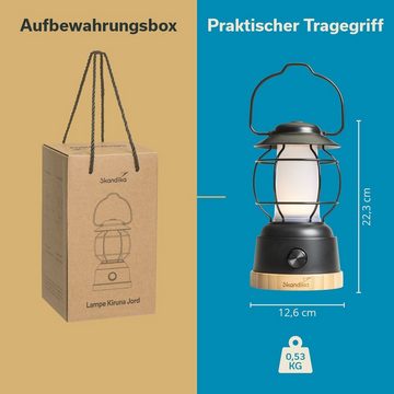 Skandika LED Gartenleuchte Campinglampe Kiruna Jord, Retro Outdoor Campinglampe mit Powerbank, stufenlos dimmbar