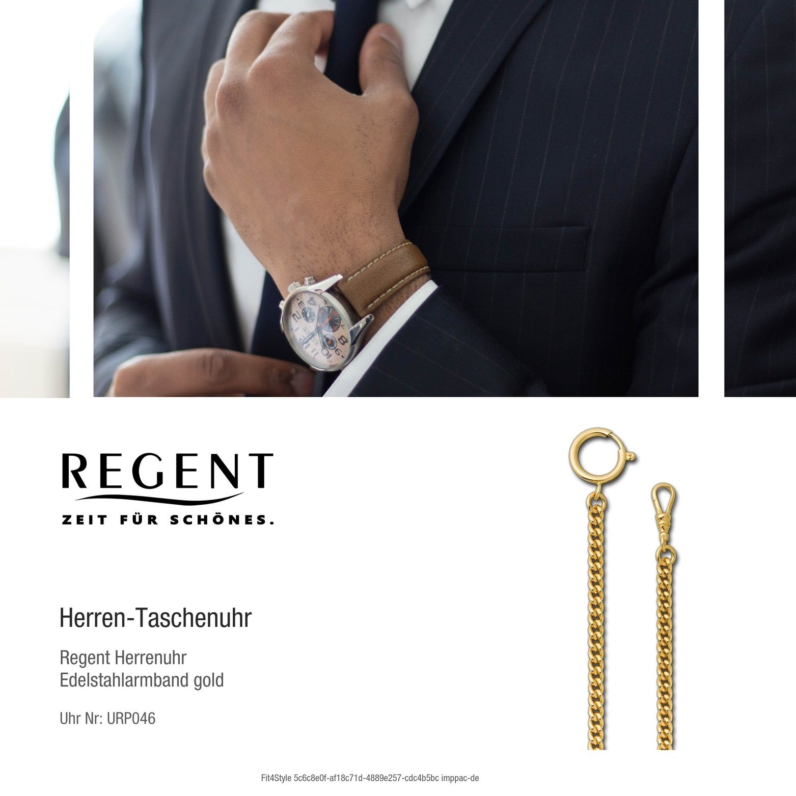 Elegant-Style Regent Taschenuhren-Armband, (Federring-Verschluss), für, Regent Edelstahlarmband, Kettenuhr 5mm Rundpanzer-Kette