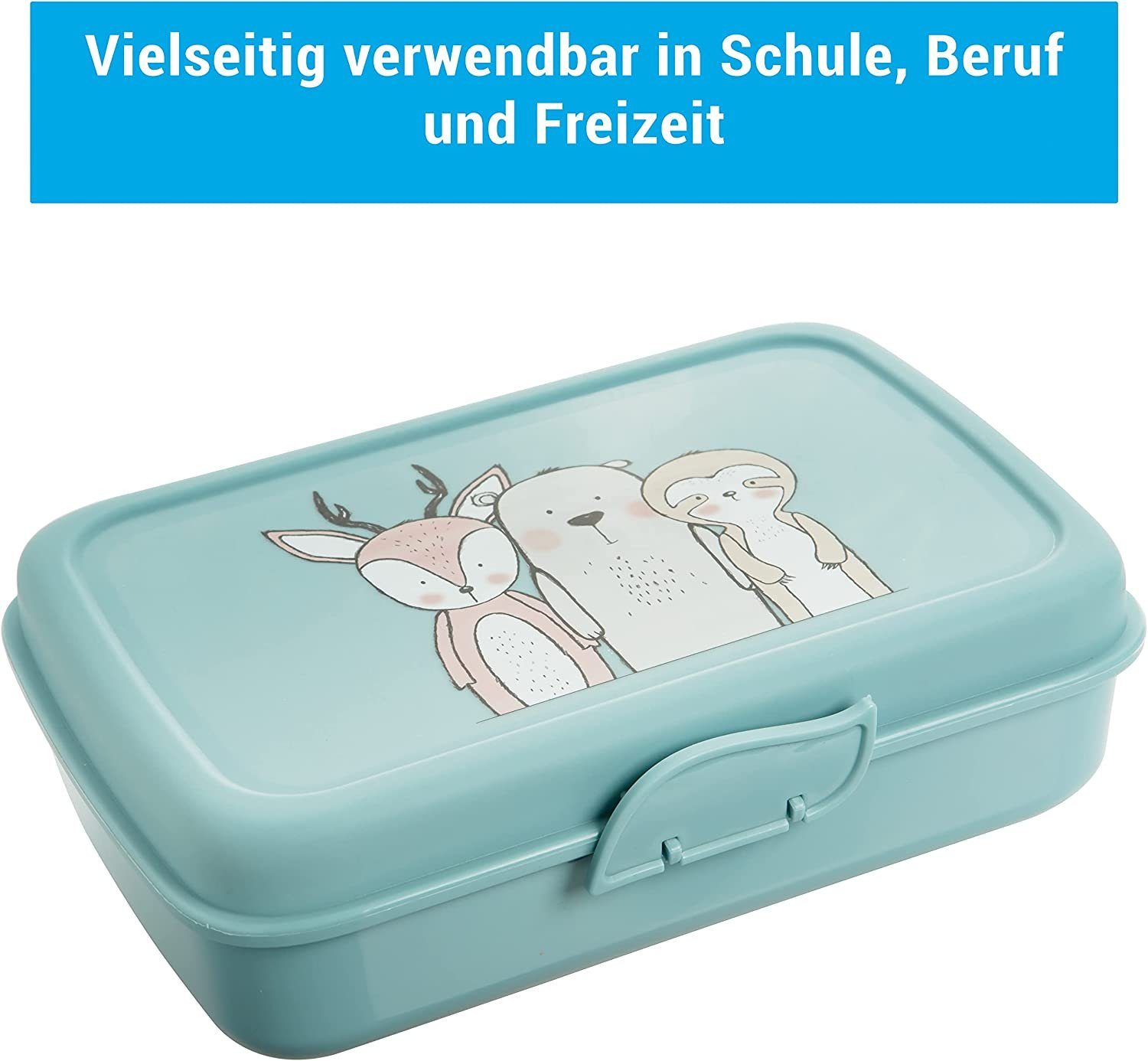 Centi Lunchbox Brotdosen Kinder, Lunchboxen mit 3 Trennfächern und Clickverschluss, Kunststoff, (Set, 3-tlg., in pastel-grün, weiß und rosa), Bento Box Kinder, Brotzeitbox ohne BPA+Weichmacher, Frühstücksbox