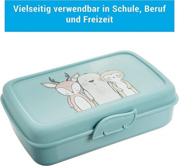 Centi Lunchbox Brotdosen Kinder, Lunchboxen mit 3 Trennfächern und Clickverschluss, Kunststoff, (Set, 3-tlg., in pastel-grün, weiß und rosa), Bento Box Kinder, Brotzeitbox ohne BPA+Weichmacher, Frühstücksbox