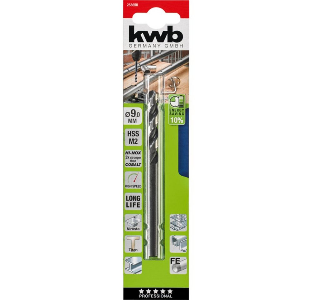 Thumbnail - kwb Metallbohrer kwb 258690 HSS Metall-Spiralbohrer 9 mm Gesamtlänge 125 mm M2 DIN 338