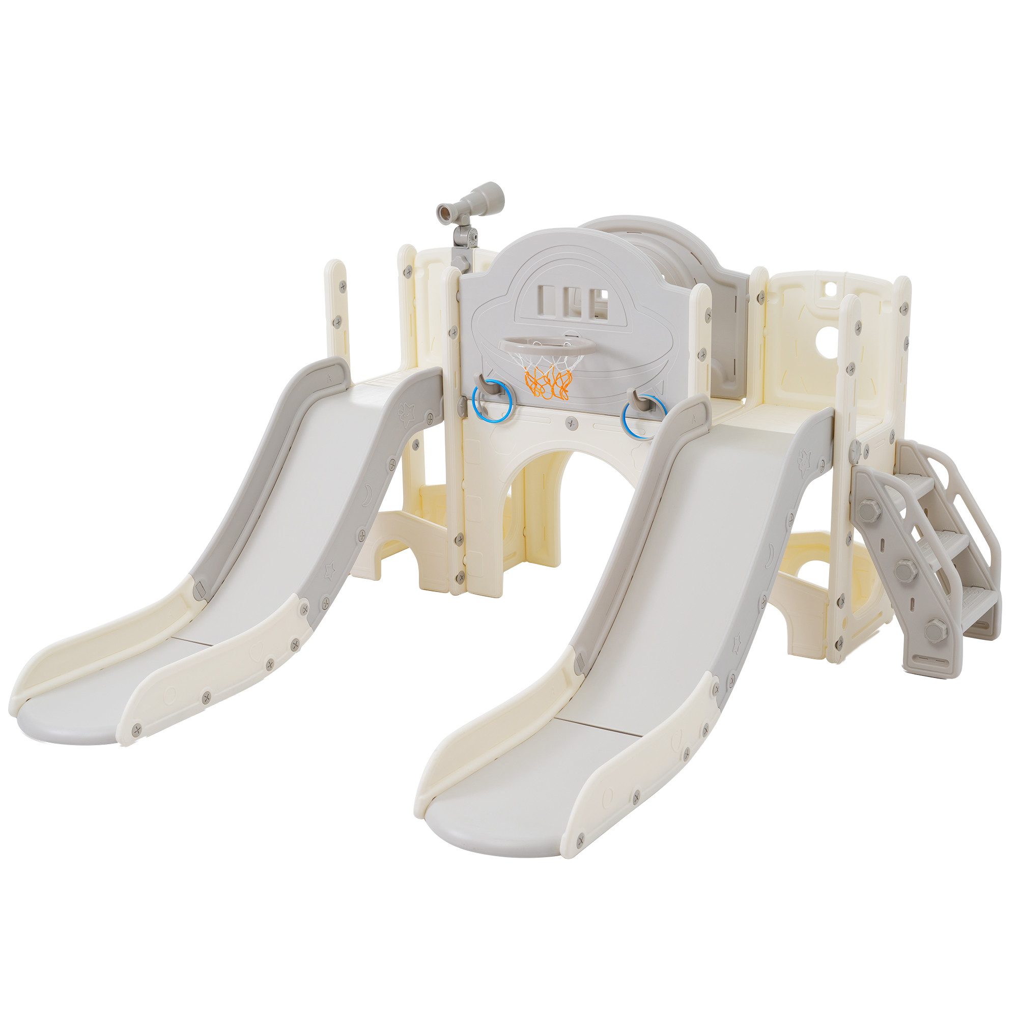 REDOM Rutsche 8-in-1 Rutschenset für Kinder, Doppelrutsche, (Multifunktionsspielzeug, Freistehende Kinder-Rutsche), interaktiven Aktivitäten und Bohrspiel