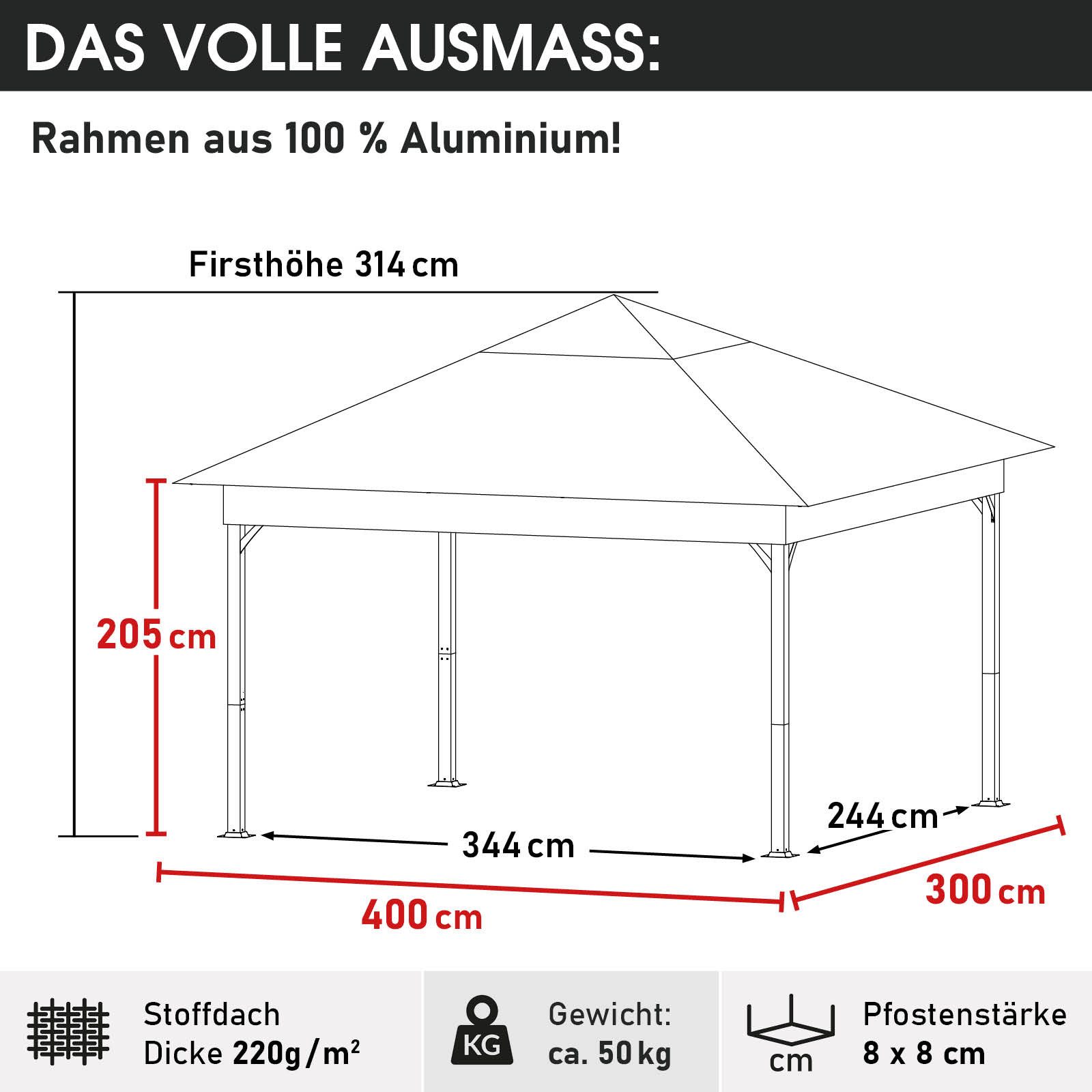 BRAST Pavillon Aluminium Infinity 3x4m viele günstig online kaufen