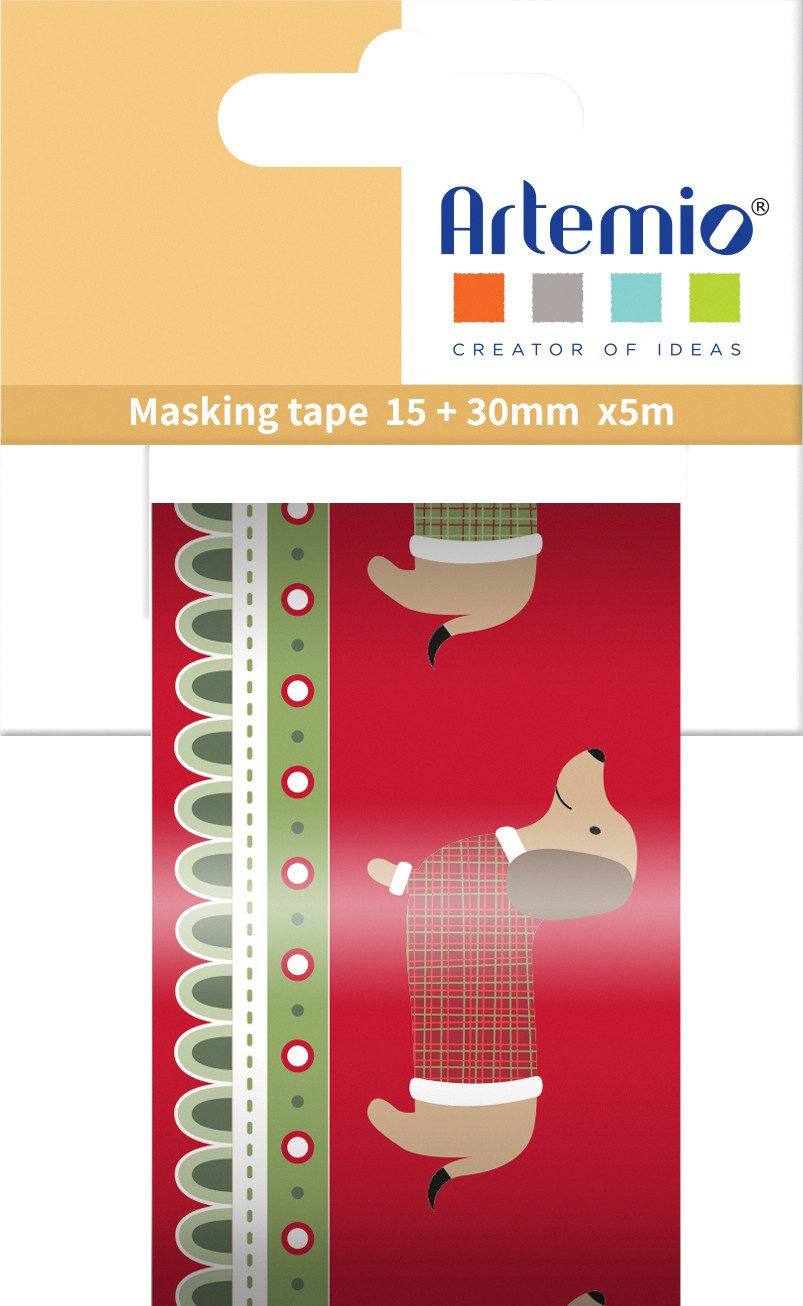 Artemio Klebeband Washi Tapes Woofy Christmas 2 Stück