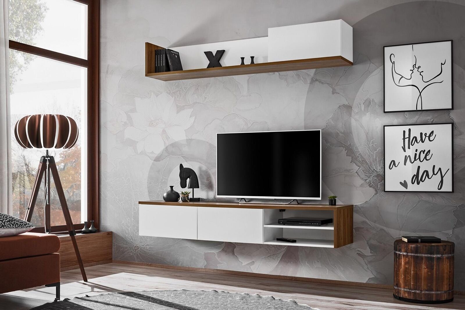 JVmoebel Wohnwand Wandregal Moderne Design TV-Ständer Einrichtung Neu, Made in Europa
