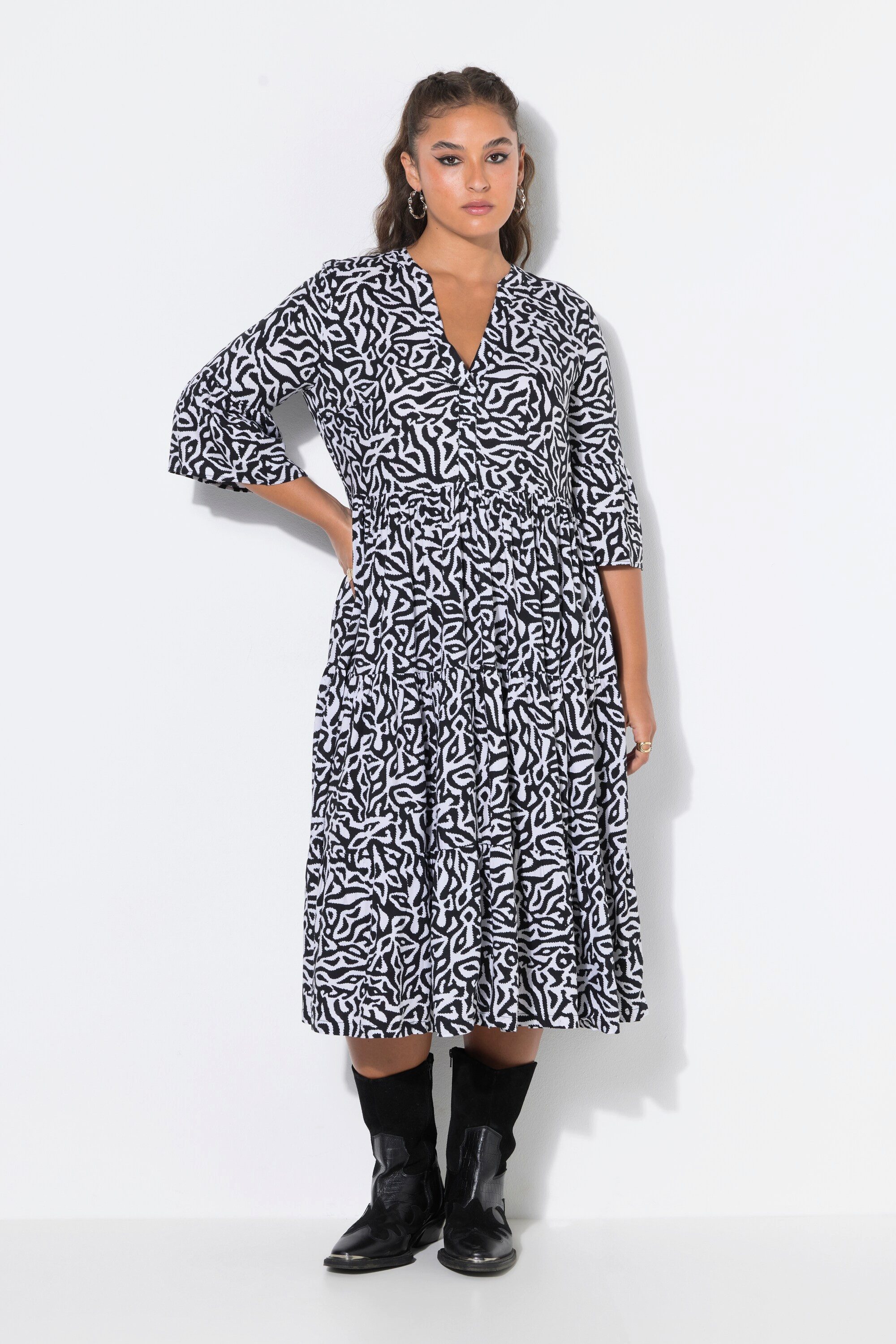 Studio Untold Midikleid Midikleid A-Linie grafischer Print Volants
