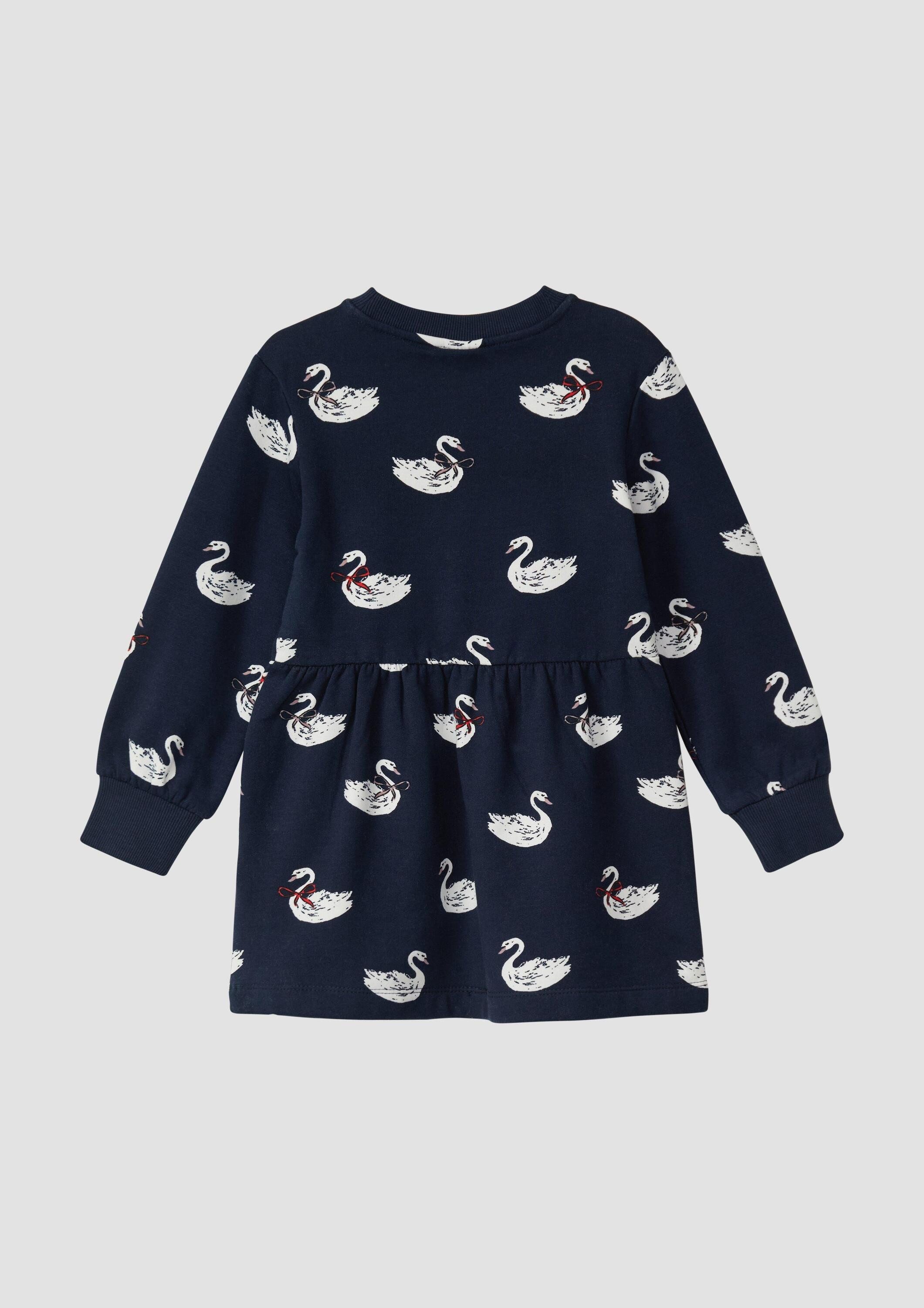 s.Oliver Midikleid Kleid Kuscheliges Sweatkleid mit All-over-Print
