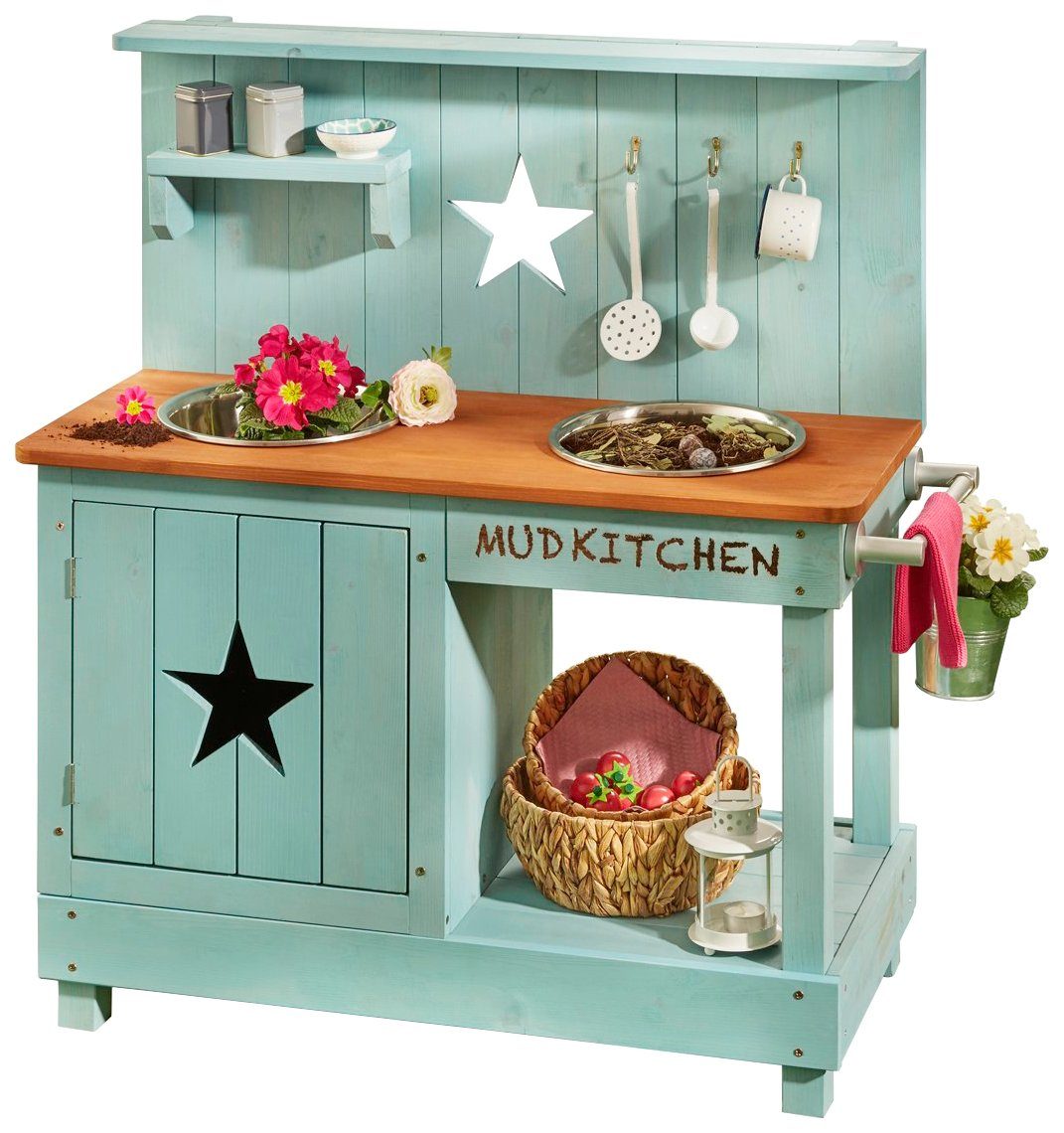 MUDDY BUDDY® Outdoor-Spielküche Adventurer Star Holz, Matschküche, petrolblau
