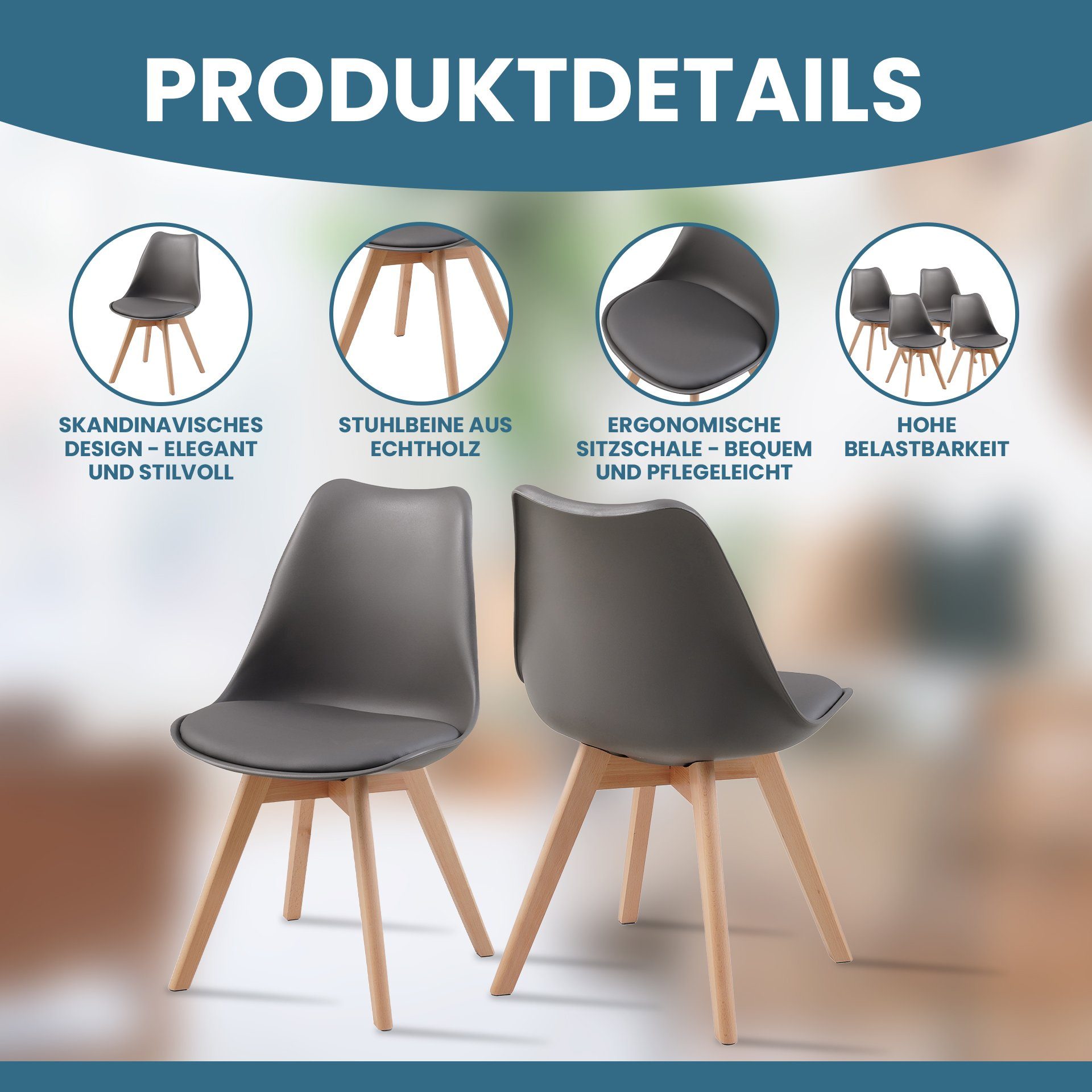 Albatros International Esszimmerstuhl Esszimmerstuhl Küchenstuhl AARHUS Gra günstig online kaufen