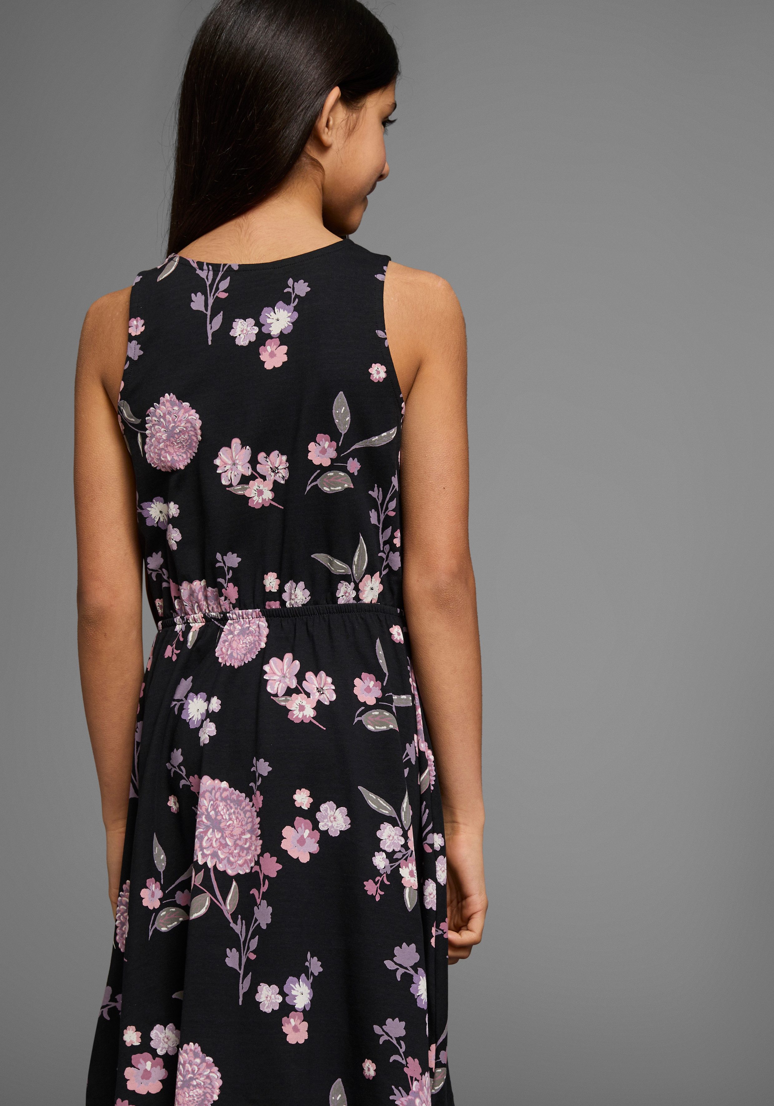 KIDSWORLD Jerseykleid Trägerkleid mit Blumenmuster festliche Anlässe, ärmelloses Kleid