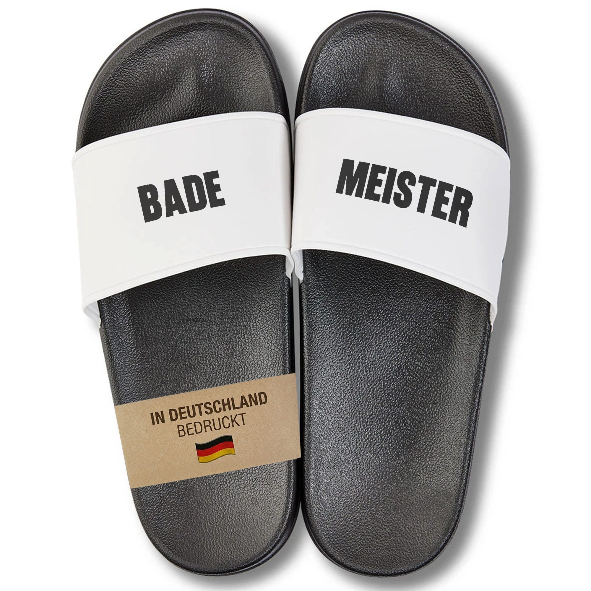 22Feels Bademeister Geschenk Väter Herren Männer Badelatschen lustig Aufdruck Badepantolette IN DEUTSCHLAND BEDRUCKT