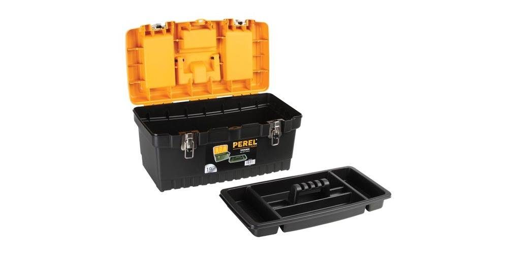 PEREL Werkzeugbox Werkzeugkasten mit Metallverschlüssen - 242 x 267 31,4 L 486 x mm 