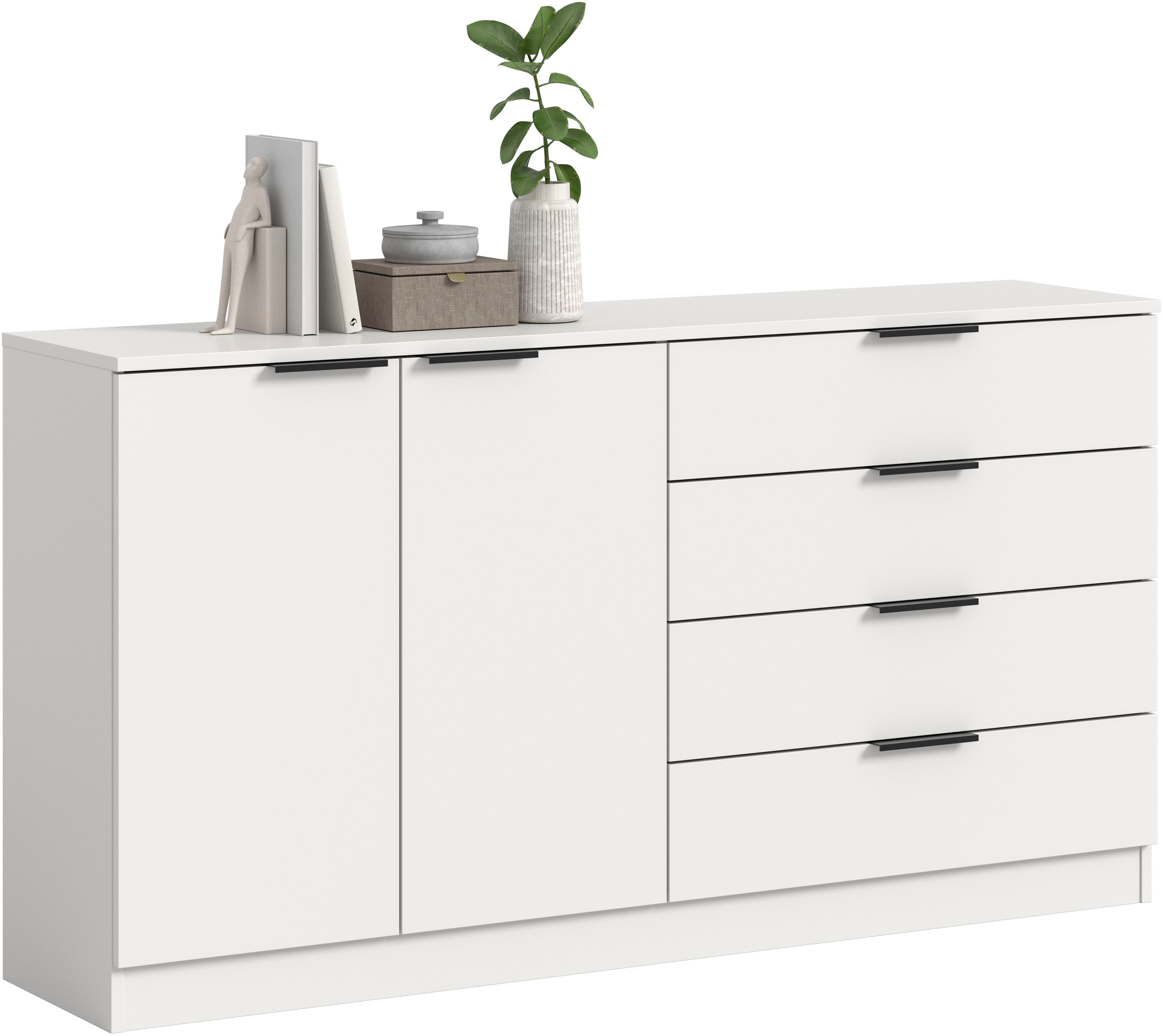 Home affaire Sideboard SKARDE, Breite 148 cm, 4 Schubkästen, 2 Türen, viel Stauraum (in verschiedenen Farben und Breiten erhältlich, individuell einsetzbar), Kommode, Anrichte, Schubkastenkommode, Schuhschrank, Schrank