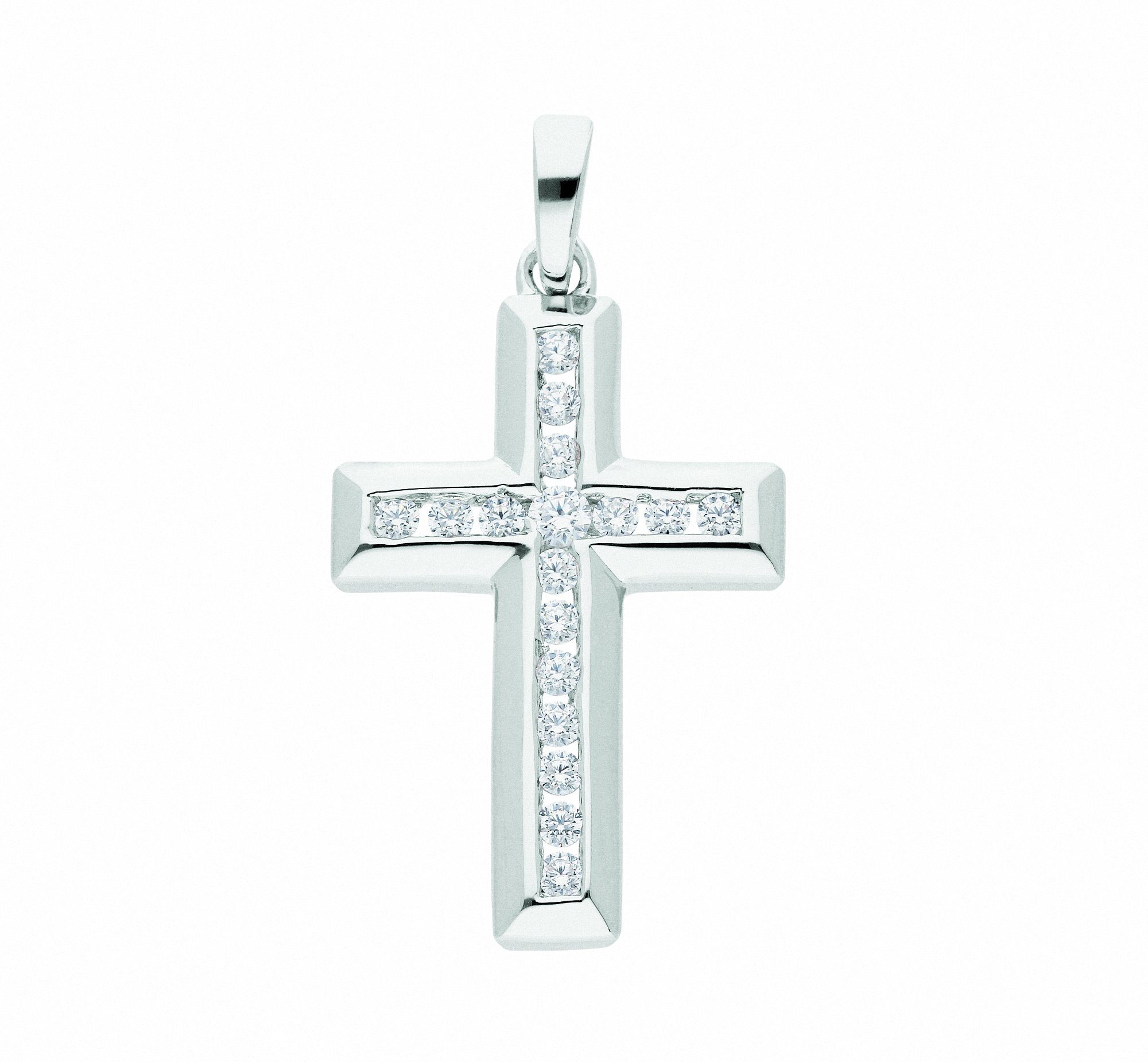 Kette mit Halskette Silber Kreuz Zirkonia, Set Anhänger mit mit - Schmuckset Adelia´s 925 Anhänger