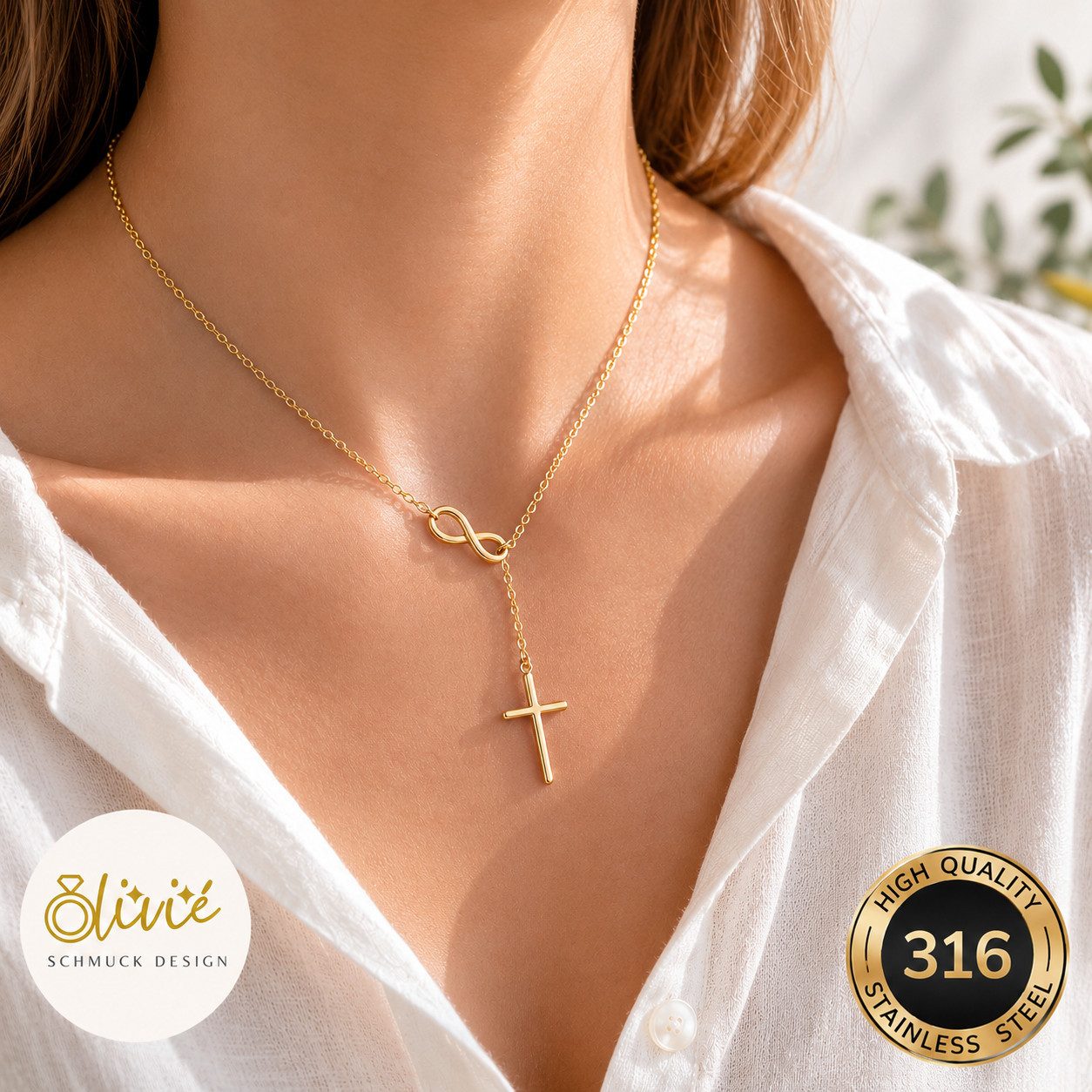 XCOAST Edelstahlkette Infinity Grace Damen Kette – Elegante Edelstahl Halskette (anlaufgeschützt langlebig, Geschenkidee Schmuck Damen), Edelstahl 316 Schmuck Damen