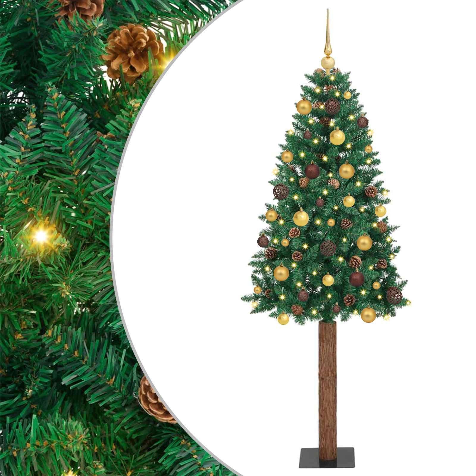 vidaXL LED Baum Schlanker Weihnachtsbaum mit 300 LEDs mit Ständer Grün 180 cm