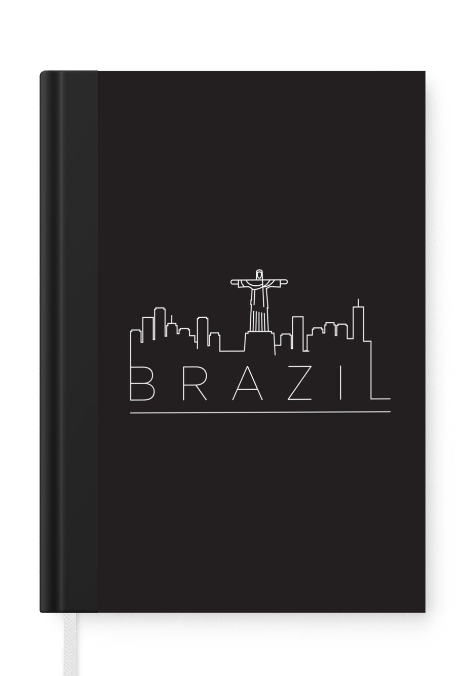 MuchoWow Notizbuch Stadtbild "Brasilien" vor schwarzem Hintergrund, Journal, Merkzettel, Tagebuch, Notizheft, A5, 98 Seiten, Haushaltsbuch