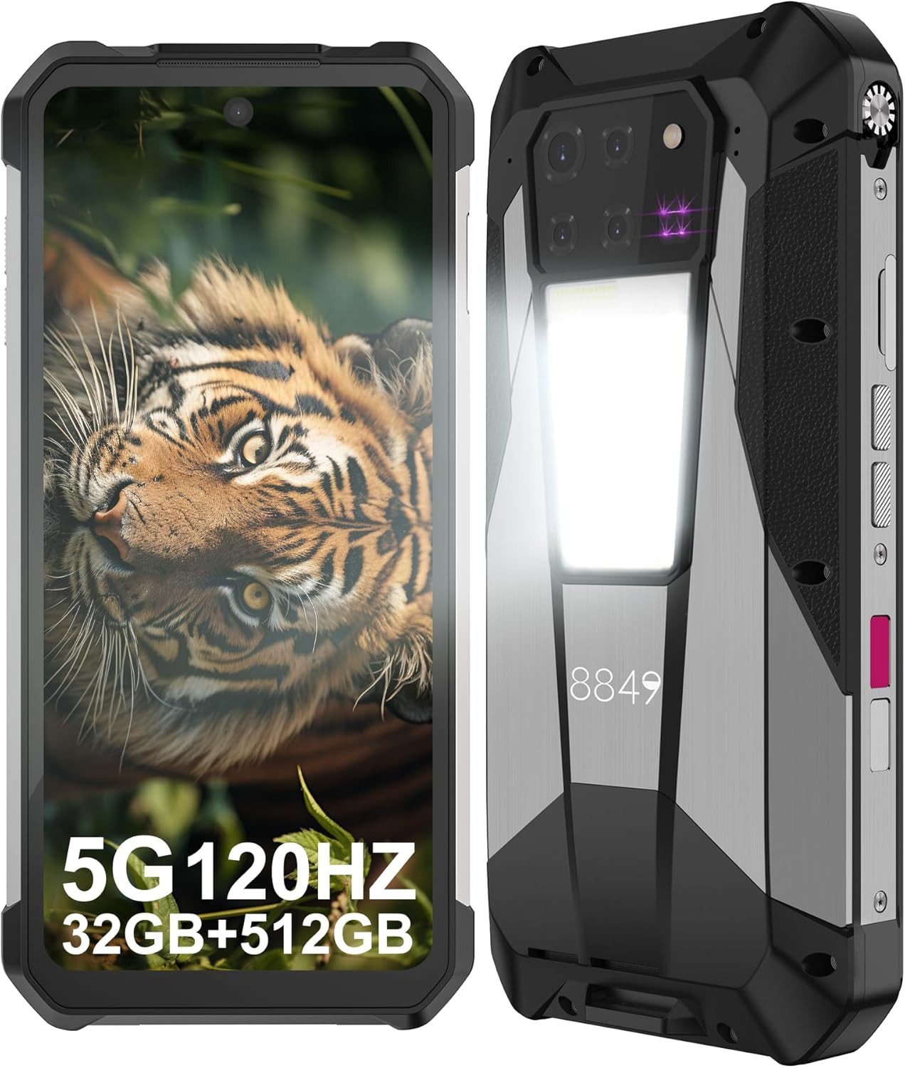 8849 Tank 3 Pro Outdoor Handy, 23800mAh 5G, 6,79" Wasserdicht Smartphone (6.79 Zoll, 64 MP Kamera, 32GB RAM+512GB ROM, 2TB Erweiterbar/OTG/GPS, 120W Schnellladung)