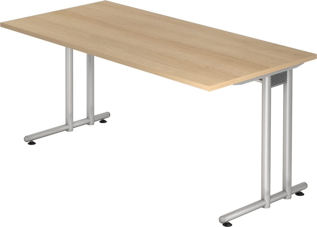 HAMMERBACHER Schreibtisch Schreibtisch 160x80cm Eiche/Silber