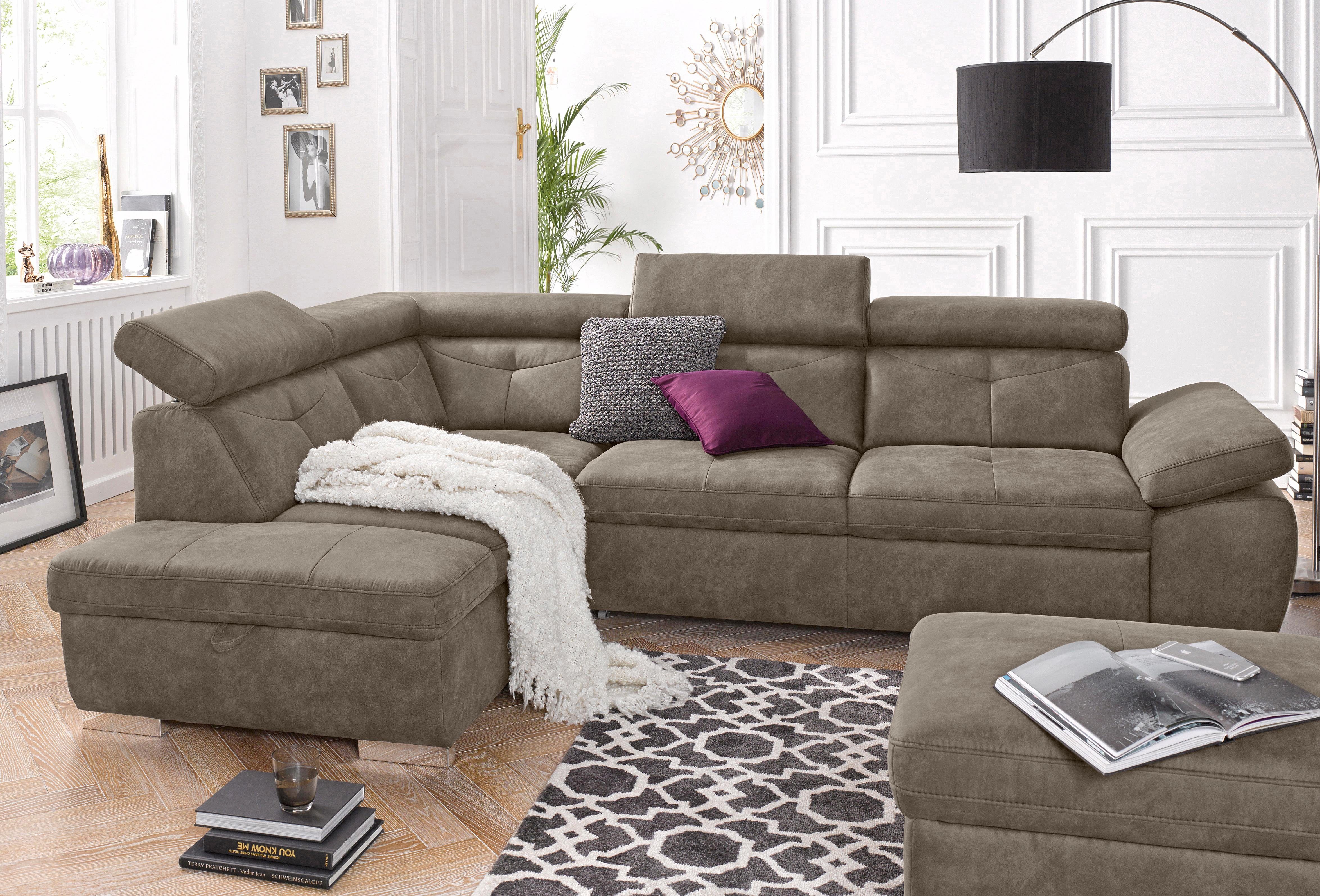 exxpo - sofa fashion Ecksofa Spring, super bequem und komfortabel mit Armteil- und Kopfteilfunktion, aus Luxus-Microfaser +Simply Clean - für besonders einfache Reinigung!