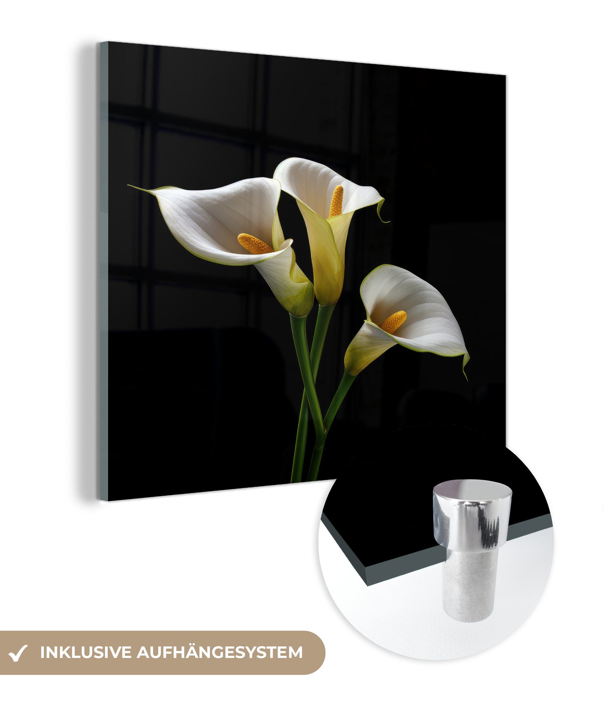 MuchoWow Acrylglasbild Pflanzen - Blumen - Weiß - Natur - Botanisch, (1 St), Glasbilder - Bilder auf Glas Wandbild - Foto auf Glas - Wanddekoration | Bilder