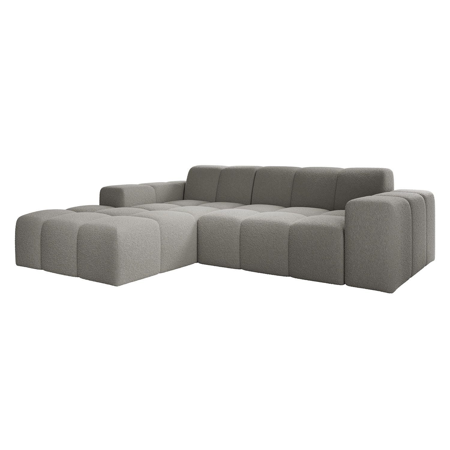 Juskys Ecksofa Merano, Bouclé-Gewebe, L-Form mit Ottomane, bequeme und breite Sitzfläche