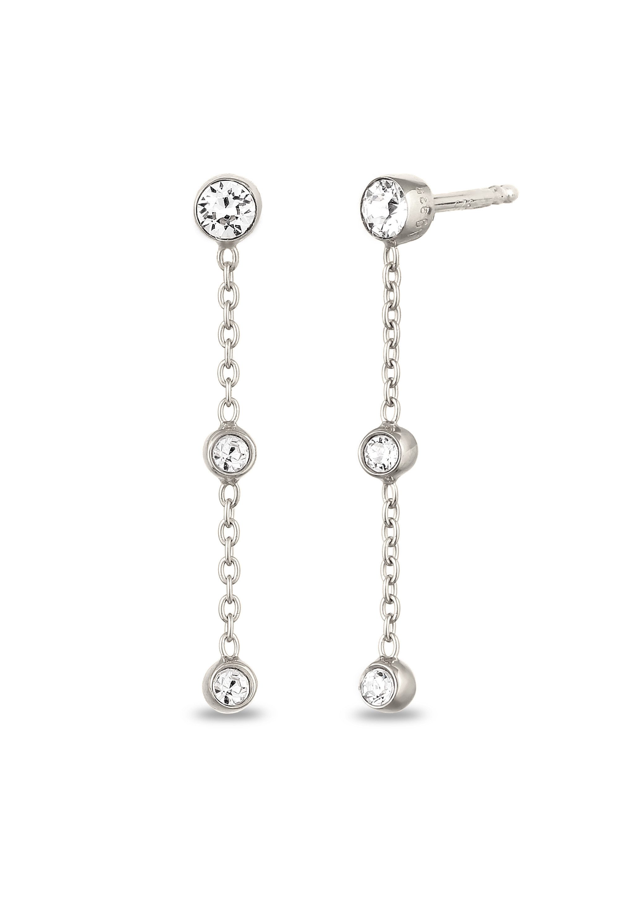 Paar Ohrstecker Ohrstecker Weiß 925 Sterling Silber, mit Kristallen von Swarovski®