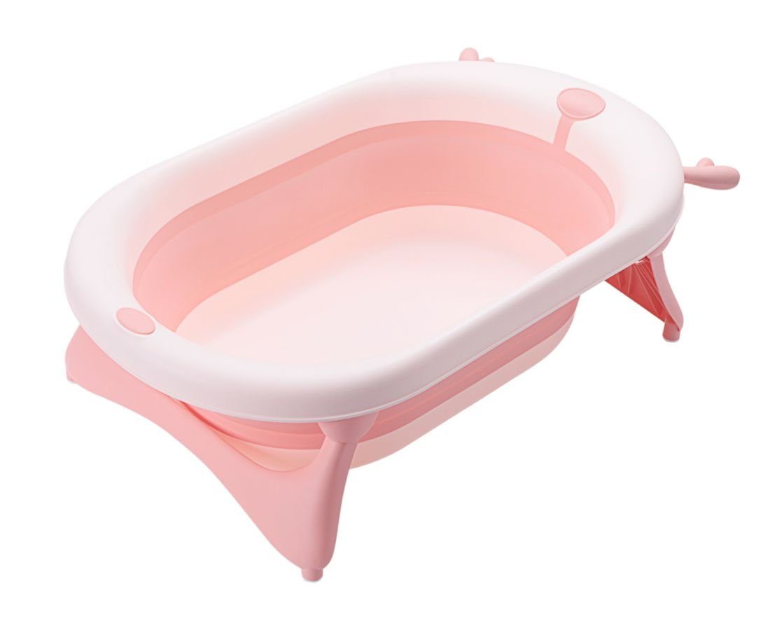 Kikkaboo Babybadewanne Babybadewanne faltbare Wasserablauf, Geburt leicht pink zu ab reinigen, Foldy