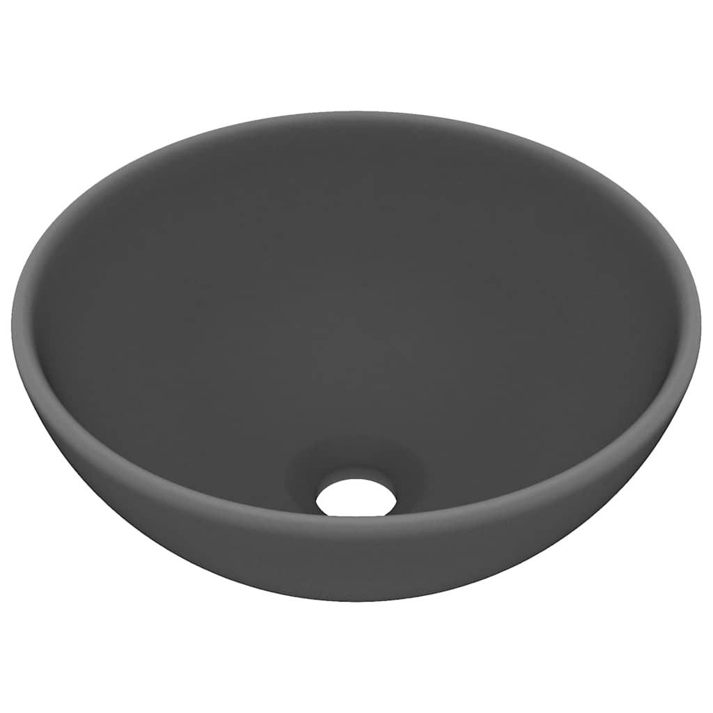 vidaXL Waschbecken Luxus-Waschbecken Rund Matt Dunkelgrau 32,5x14 cm Keramik
