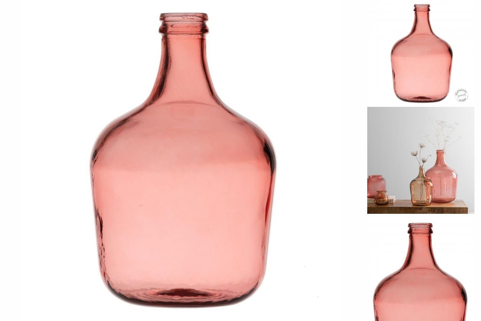 Bigbuy Dekovase Dekorative Karaffe Rosa Recyceltes Glas 27 x 27 x 42 cm