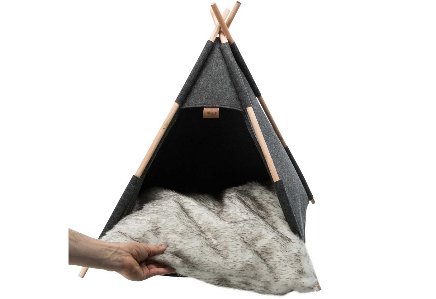 Thumbnail - TRIXIE Tierbett Hunde Zelt Tipi, hygienischem Polyester, Hundehöhle